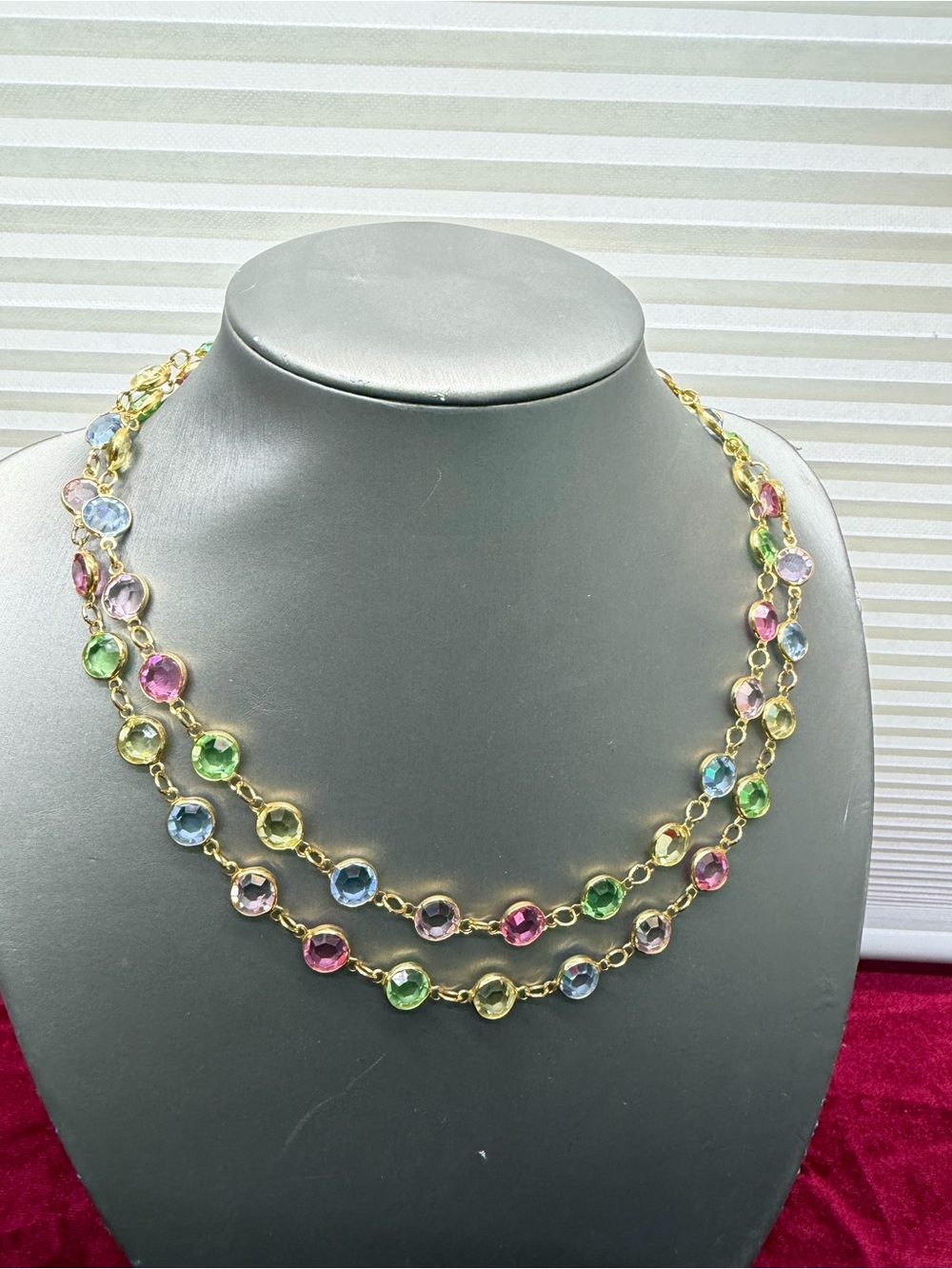 Vintage Swarovski Crystal Pastel Bezel Set Necklace